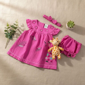 New Baby Girl Dress Set with matching headband underwear size 0 to 3 months